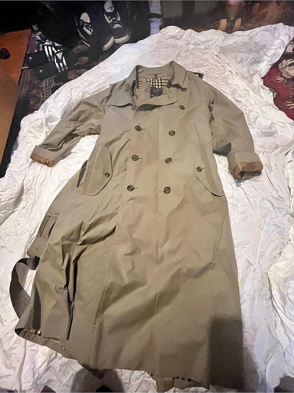 Burberry Vintage Burberrys Novacheck Trench Coat Plaid-Lined Beige Trench Coat